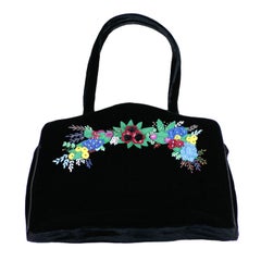 Lulu Guiness Felt  Embroidered Velvet Bag