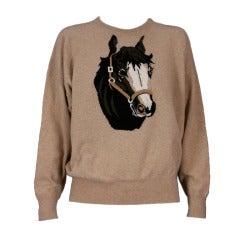 Charming Cashmere Intarsia Horse Sweater