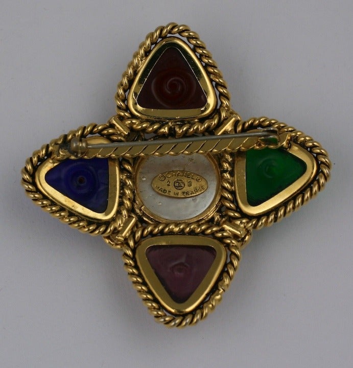 Chanel Multicolored Poured Glass Brooch In Excellent Condition In New York, NY