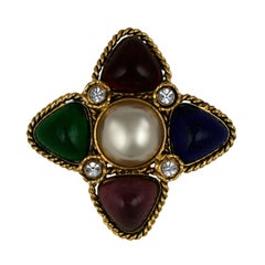 Chanel Multicolored Poured Glass Brooch