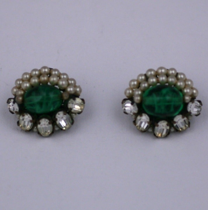 Ensemble Broche Et Clips D'oreilles Vintage Louis Rousselet - Nacre Et Résine - Occasion