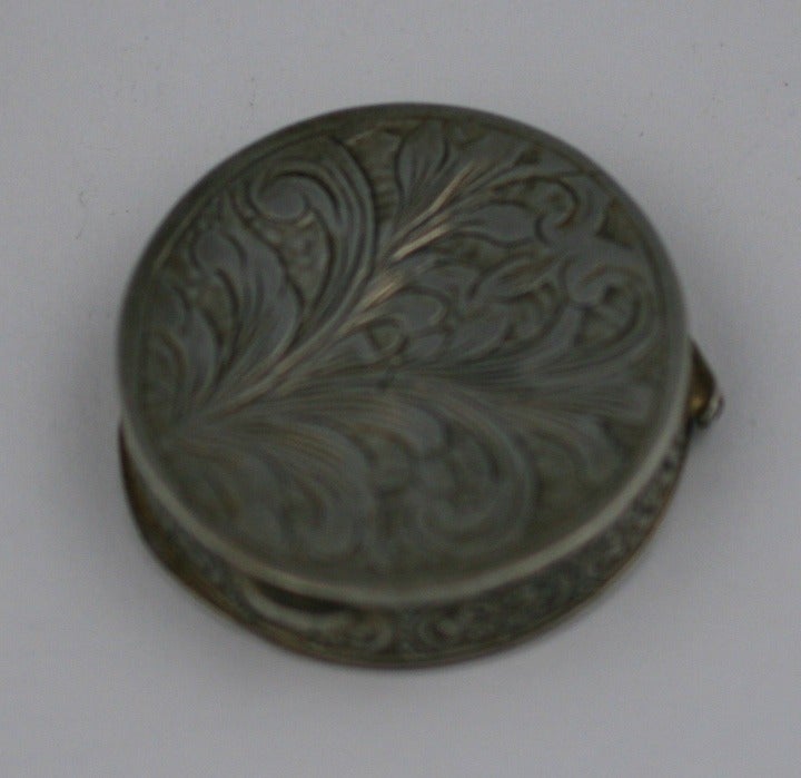 Enamel Silver Pillbox In Good Condition For Sale In New York, NY