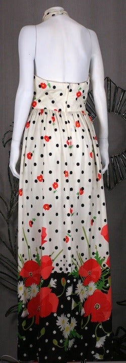 Camiseta sin mangas con estampado de amapolas Oscar De La Renta Gris en venta