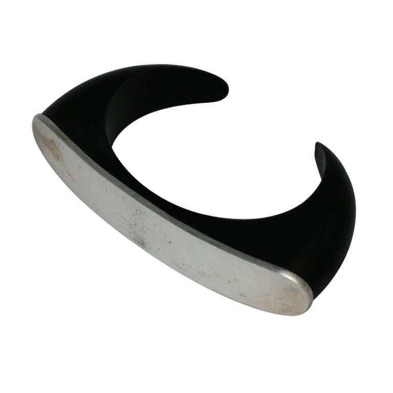 Sterling and Ebony Modernist Cuff For Sale