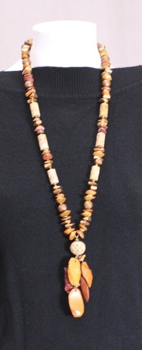 Women's Miriam Haskell Agate and Gilt Bead Necklace For Sale