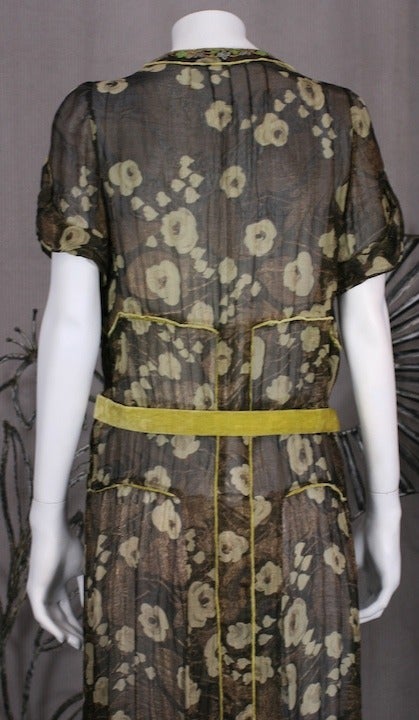 Women's 1920's Chiffon Lame and Velvet Dress For Sale