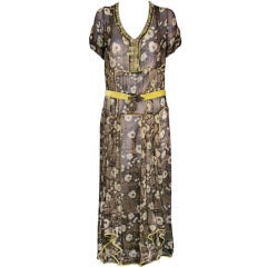 Abito anni '20 in chiffon, camoscio e velluto