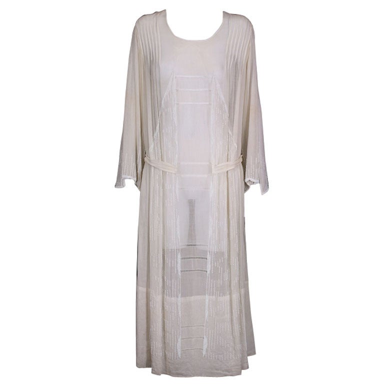 French 1920's Beaded Voile Afternoon Dress For Sale