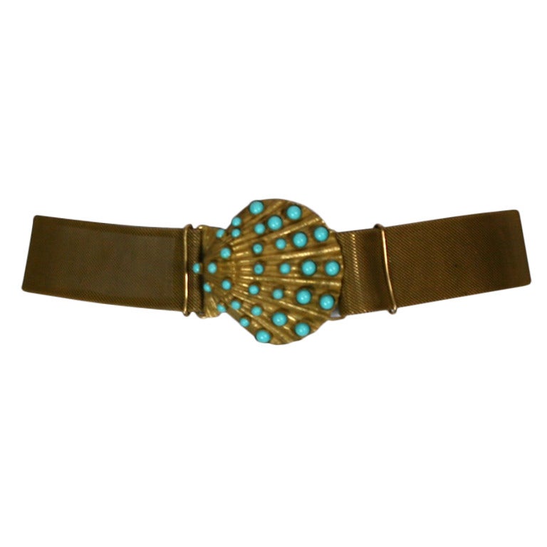 Turquoise Cabochon Shell Belt For Sale