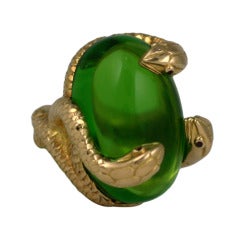 Vintage 18K Snake and Pate de Verre Egg Ring