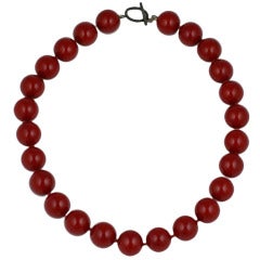 Red Coral Lacquered Mother of Pearl Beads