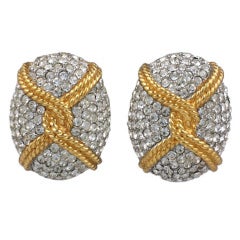 Large Ciner Pave Oval Earclips 4