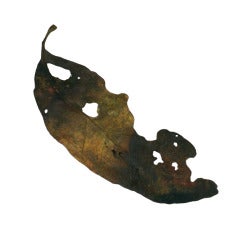 John Iversen Patinated Bronze Leaf Brooch