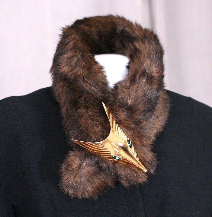 Black Thierry Mugler Wasp Waist Faux Fox Suit For Sale
