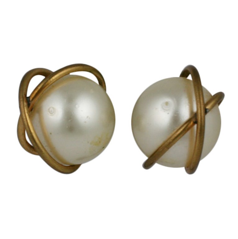 French Pearl Satellite Earrings For Sale