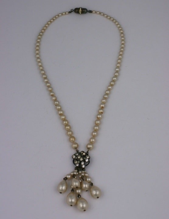 Louis Rousselet French Hollow Faux Pearl Necklace