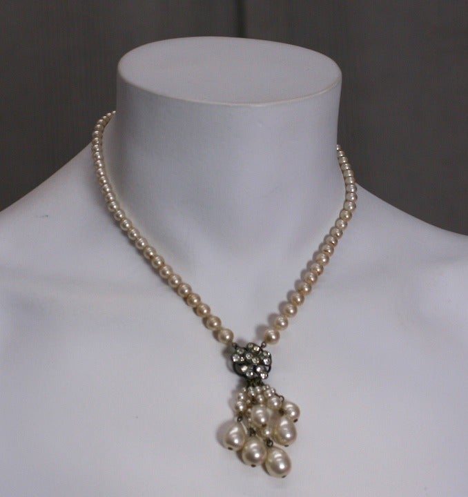 Louis Rousselet Pearl e  Collana in pasta di cristallo C1920 In condizioni ottime in vendita a New York, NY