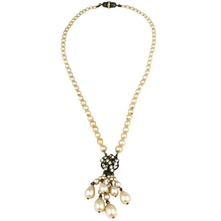Louis Rousselet Pearl e  Collana in pasta di cristallo C1920 in vendita