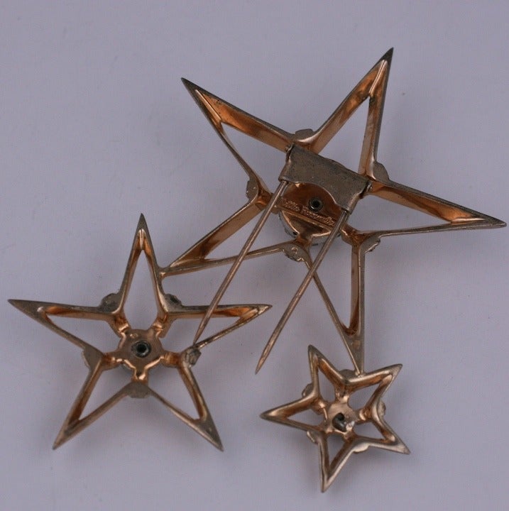 Nettie Rosenstien  Sterling Silver Star Clip Brooch In Good Condition For Sale In New York, NY