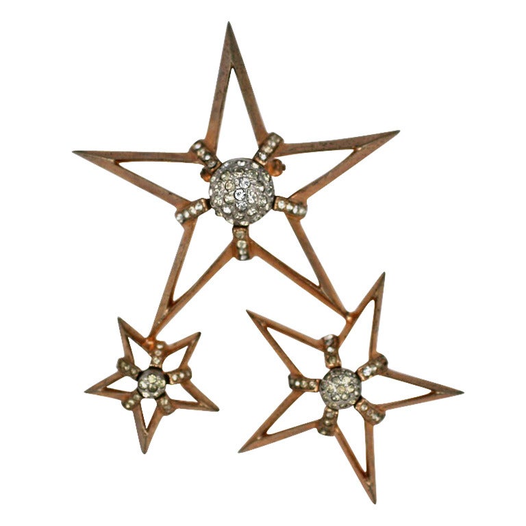 Nettie Rosenstien  Sterling Silver Star Clip Brooch For Sale