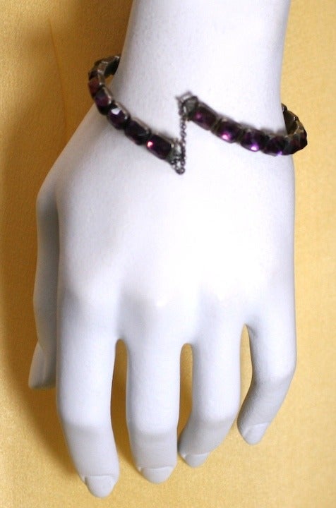 Pasta Amythest Deco Pulsera en Excelente estado para la venta en New York, NY