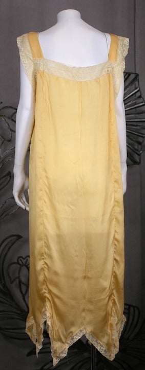 Beige 1920'S Lace Insert Silk Gown