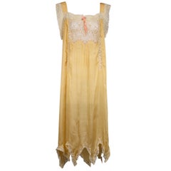 Vintage 1920'S Lace Insert Silk Gown