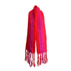 Schiaparelli Rare Handmade Shocking Pink and Tomato Red Muffler 4