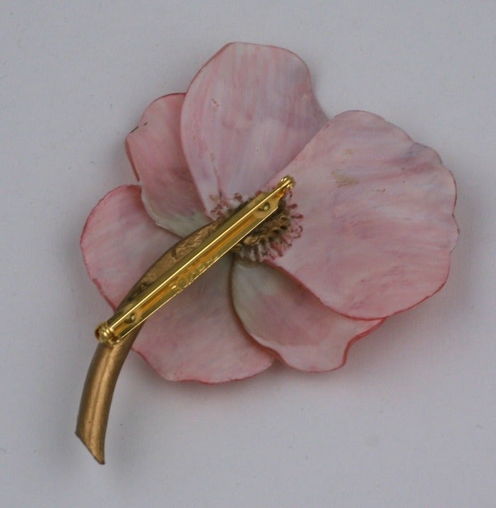Fabrice hand molded and painted resin flower with gilt stem. 1990s France. 3
