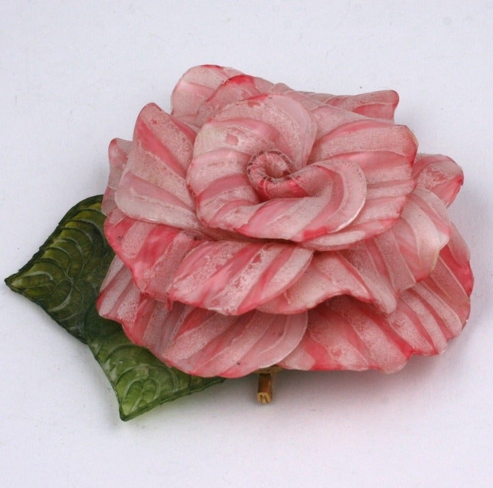 Handmade resin camellia by Fabrice, Paris. Completely handmade, each flower is unique. 3.5