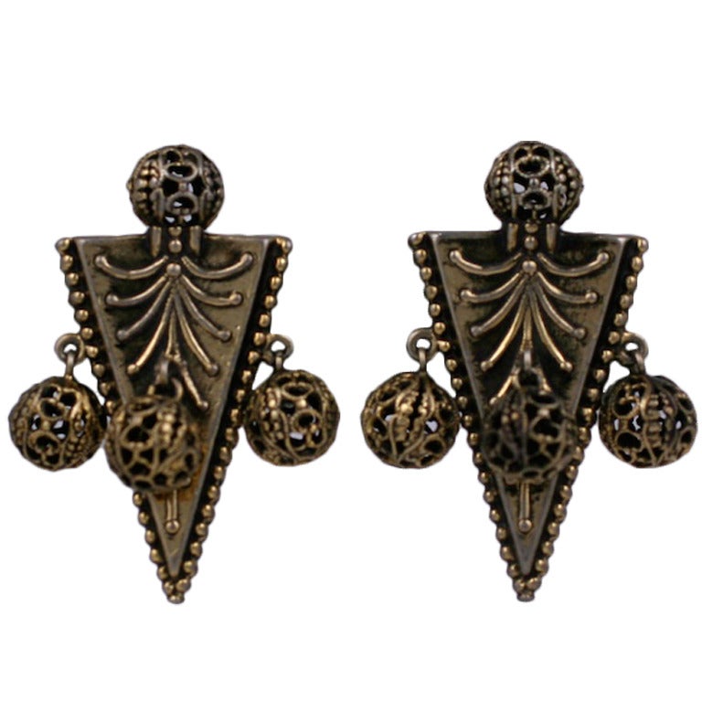 Schiaparelli  Victorian Revival Etruscan Earclips