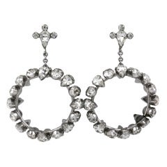 Vintage Unusual Rhinestone Hoop Earrings