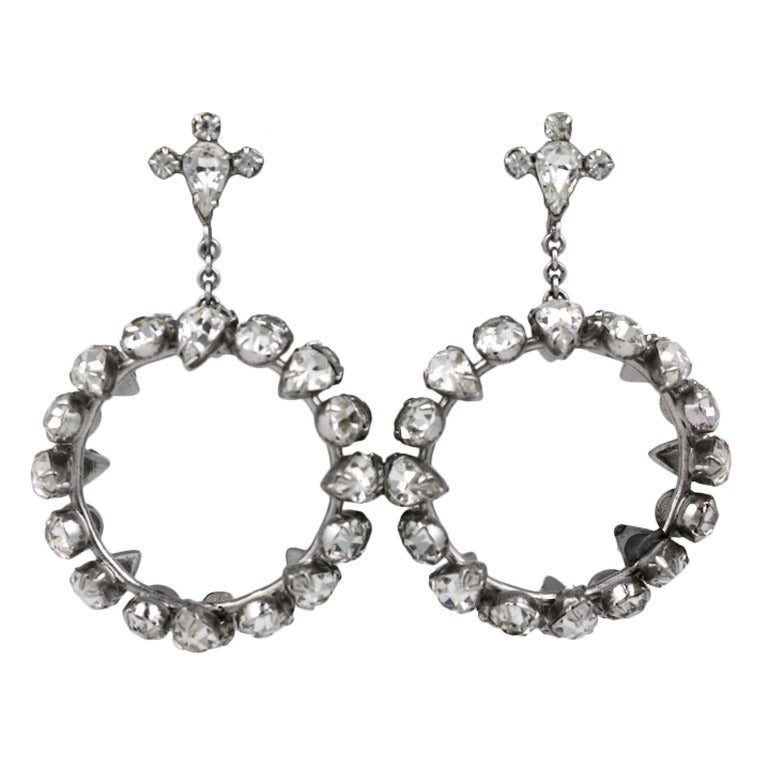 Unusual Rhinestone Hoop Earrings