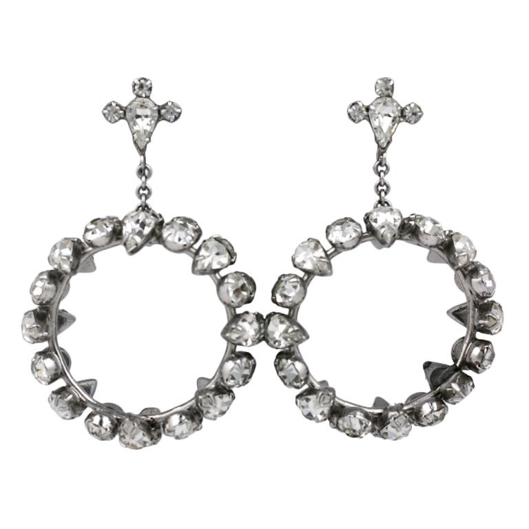 Unusual Rhinestone Hoop Earrings For Sale