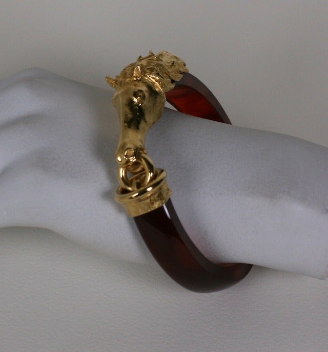 Carven Gilt Horse Bangle In Excellent Condition For Sale In New York, NY