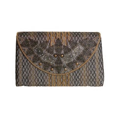 Retro Unusual Delill Beaded Filigree Clutch