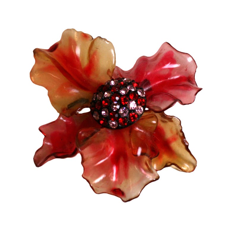 Vendome Lucite and Paste Flower For Sale