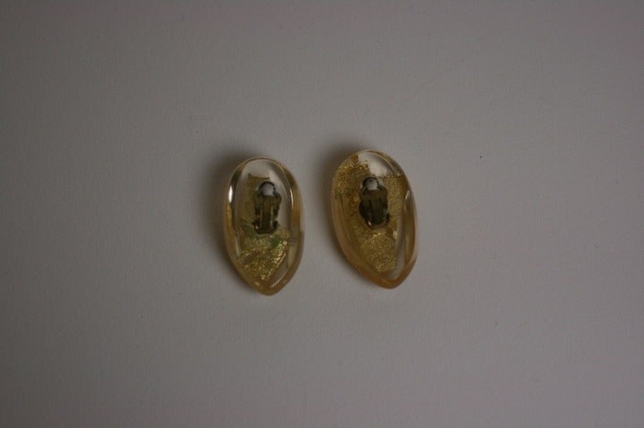 Women's Monies Lucite and Gold Leaf Earrings