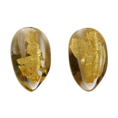 Monies Lucite and Gold Leaf Earrings