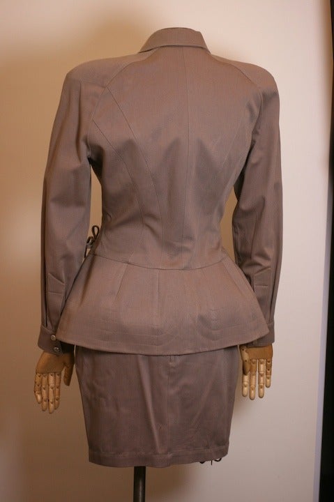 Brown Thierry Mugler Peplum Safari Suit