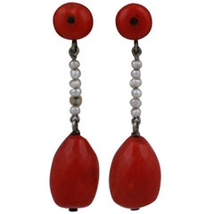 Vintage Art Deco Coral Earrings