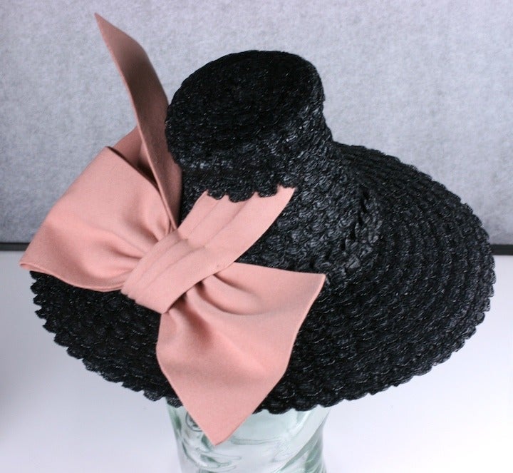 Brown  Hat1930's Lacquered Miniature Straw Doll Hat
