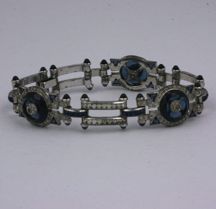 Lovely Art Deco Paste and Cut Stone Bracelet In Excellent Condition For Sale In New York, NY