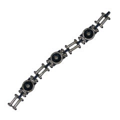 Lovely Art Deco Paste and Cut Stone Bracelet 7