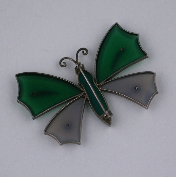 Deco Chalcedony and Green Onyx Butterfly