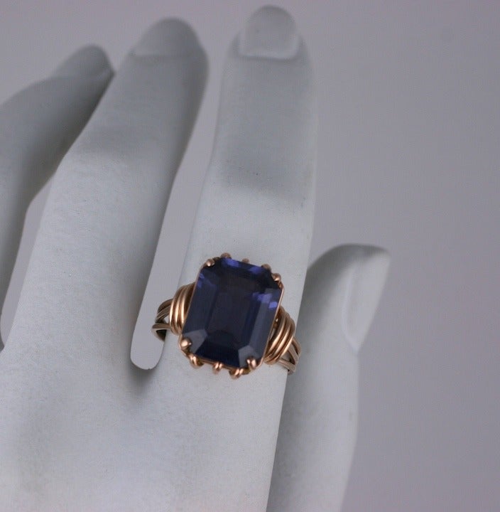Women's Retro Pink Gold and Amethyst Ring For Sale