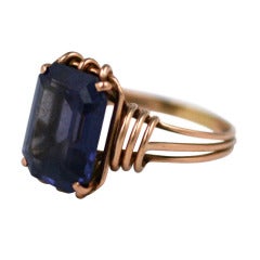 Retro Retro-Ring aus Rosa Gold und Amethyst