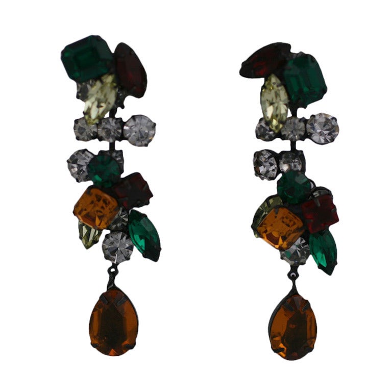 Yves Saint Laurent Multicolor Dangle Earrings For Sale