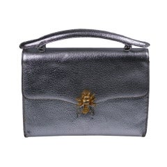 Silver Leather Bumble Bee Evening Bag 10