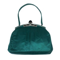 Emerald Satin, Onyx and Marcasite Evening Bag
